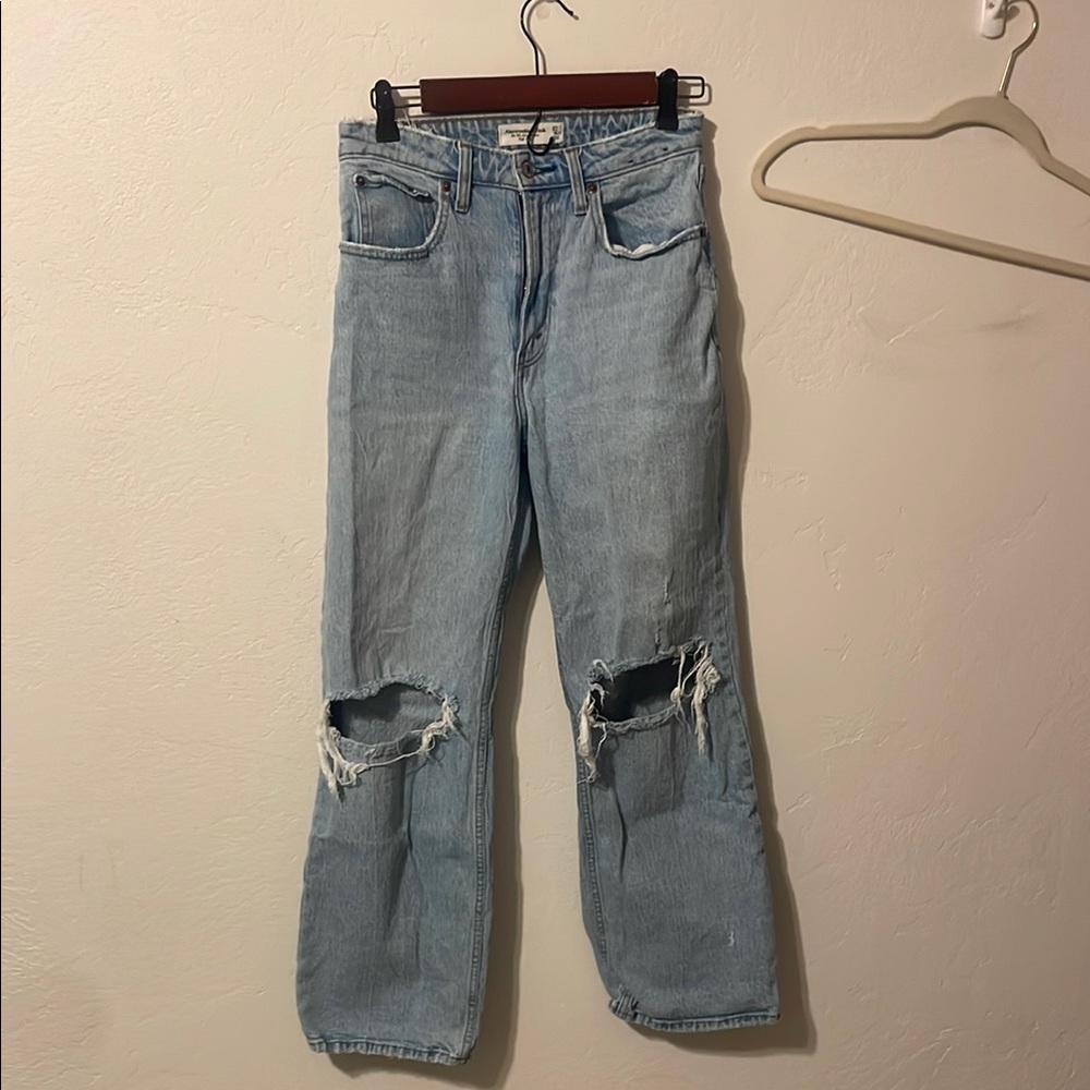 Blue Straight Leg Distressed Jeans Curve Lovr